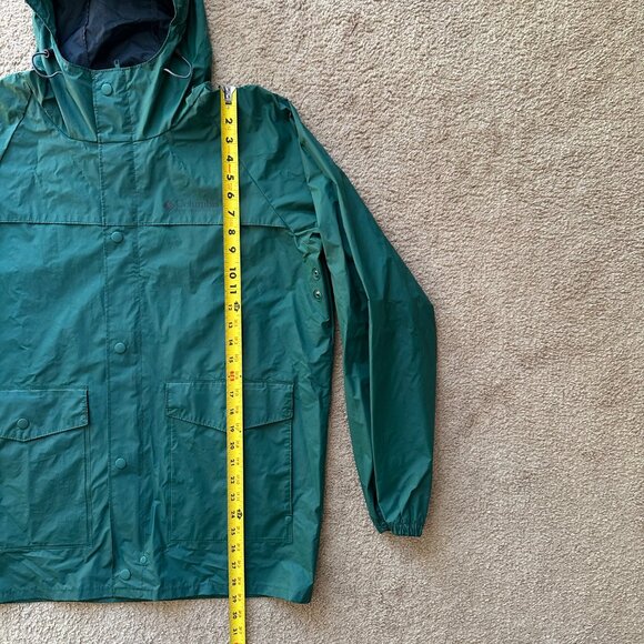 Columbia Jacket Mens Medium Full Zip Green Hood Polyvinyl Pockets Vtg P Pleasant - Picture 7 of 12